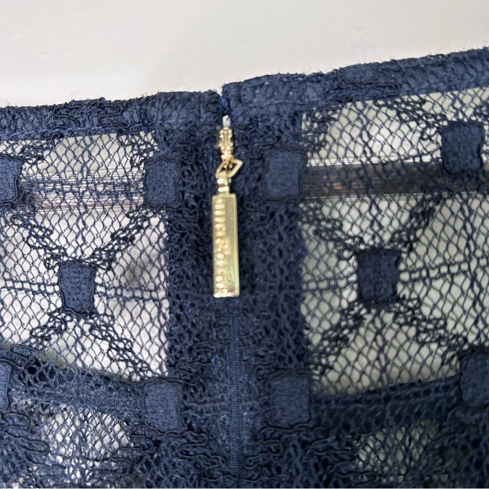 Karl Lagerfeld Navy Blue Lace Shift Dress Size 14 - Picture 8 of 11